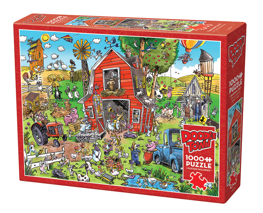 DoodleTown: Farmyard Folly 1000pc Jigsaw Puzzle by Cobble Hill