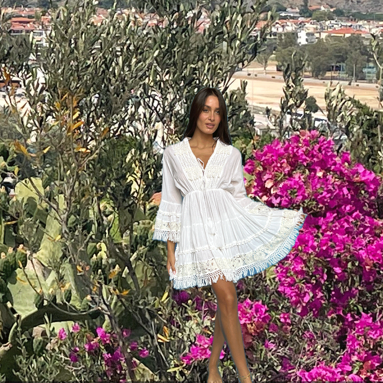 Short White dress & Long Sleeves ~ Antica Sartoria by Designer Giacomo Cinque