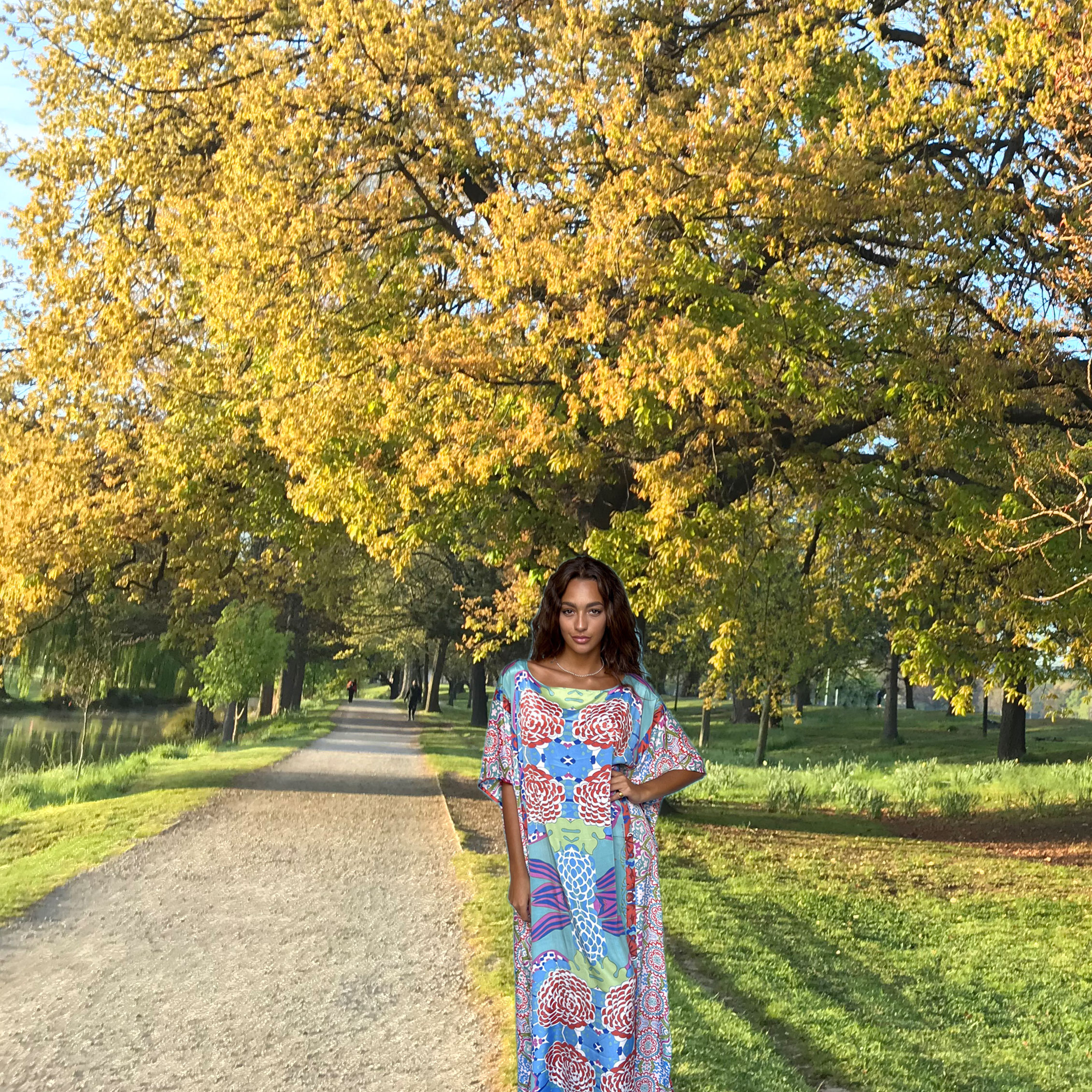 Long Kaftan,Round collar, Sleeves (one size) ~ Antica Sartoria by Designer Giacomo