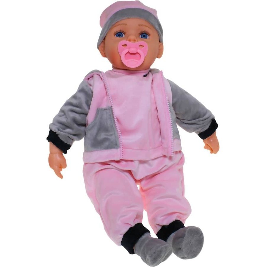 Cotton Candy - Baby Doll Chloe With Dummy - Pink/grey Outfit