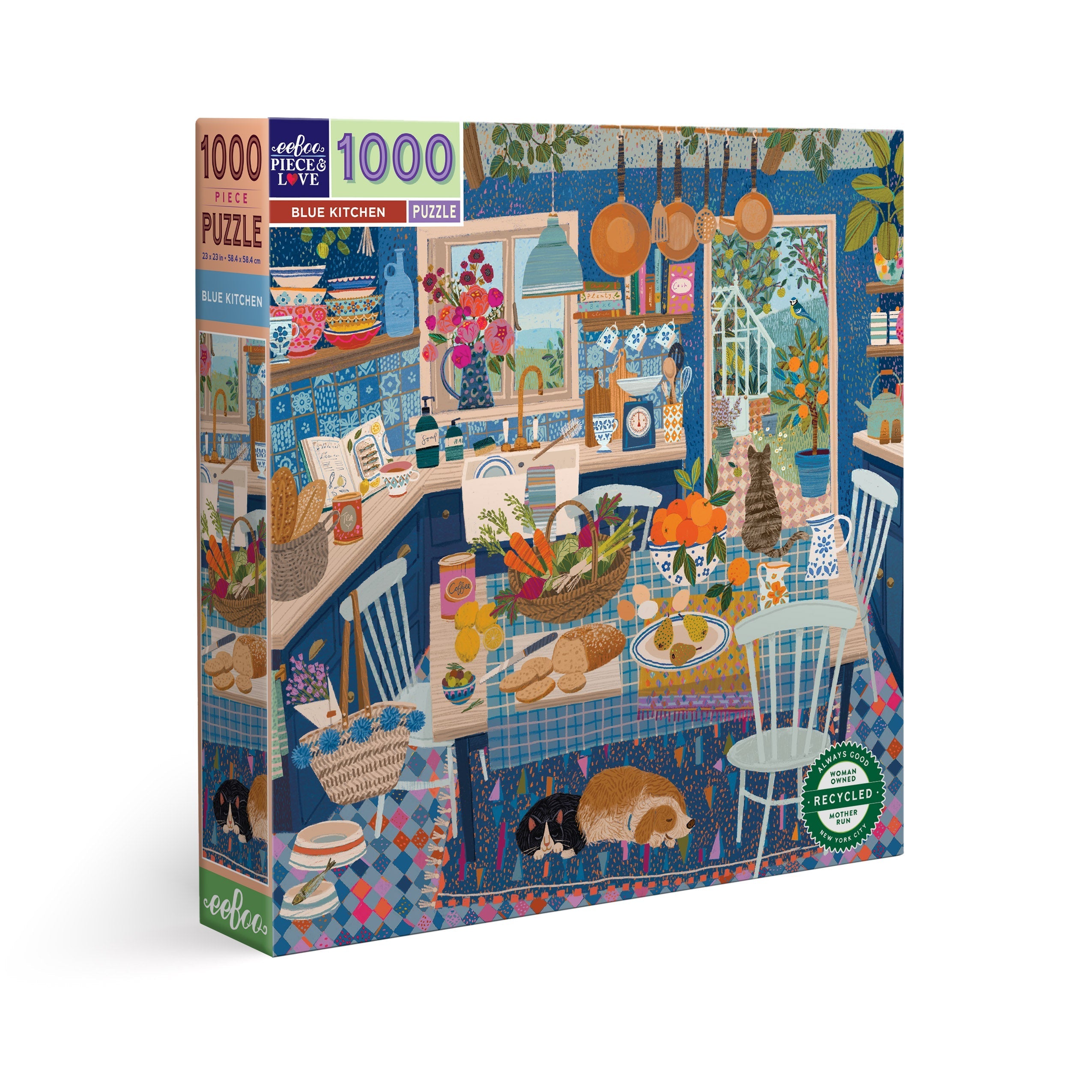 Blue Kitchen 1000 Piece Jigsaw Puzzle by eeBoo Artist Victoria Ball