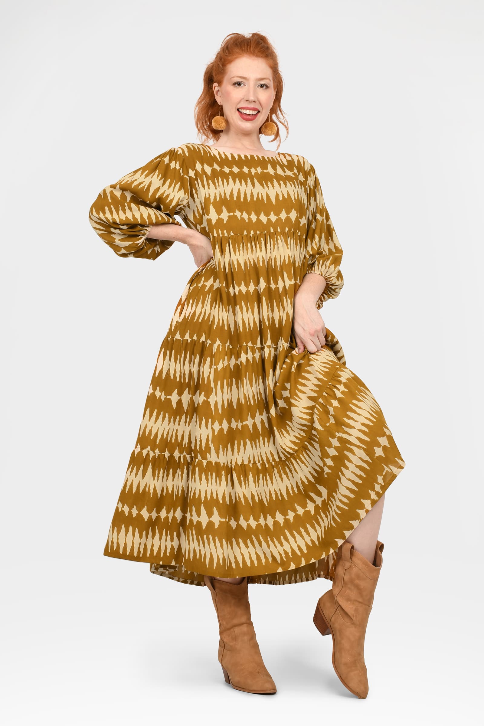 Stacey Long Dress Ikat Mustard