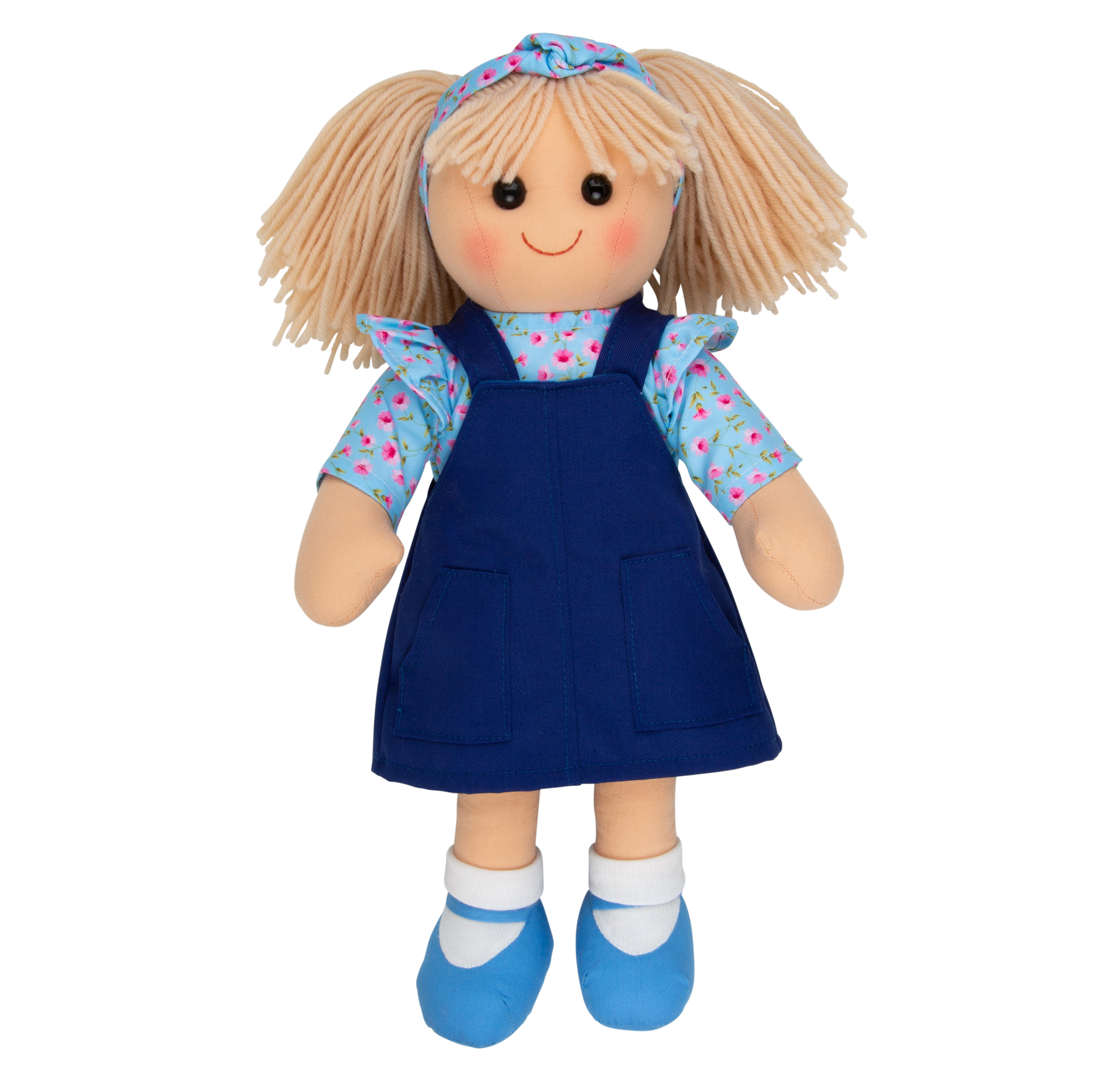 Doll ~ Carrie with blue pinafore dress ~ Hopscotch Collectibles
