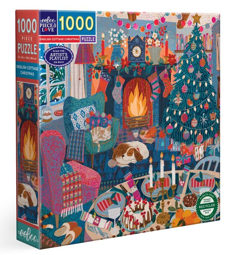 English Cottage Christmas 1000 Piece Jigsaw Puzzle by eeboo ~ Artist Uta Krogmann