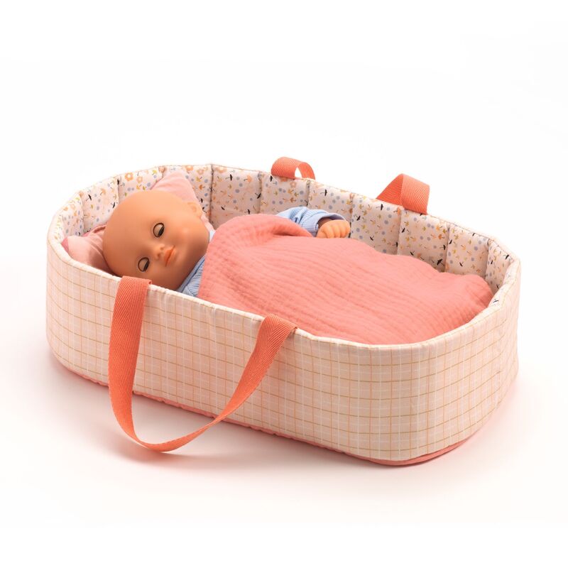 Doll Bassinet in Pink Lines Design by Djeco