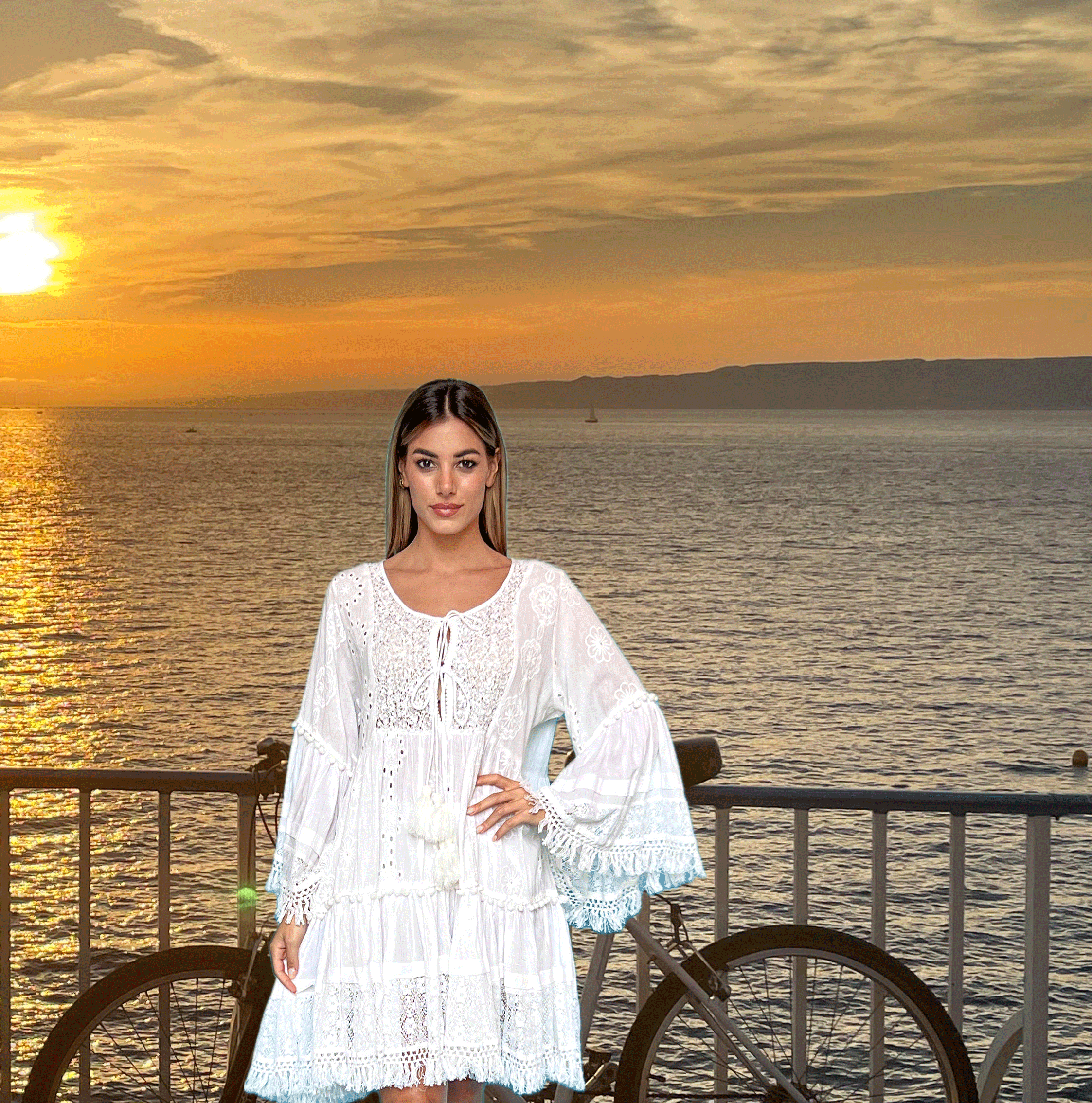 Short White dress & Long Sleeves ~ Antica Sartoria by Designer Giacomo Cinque