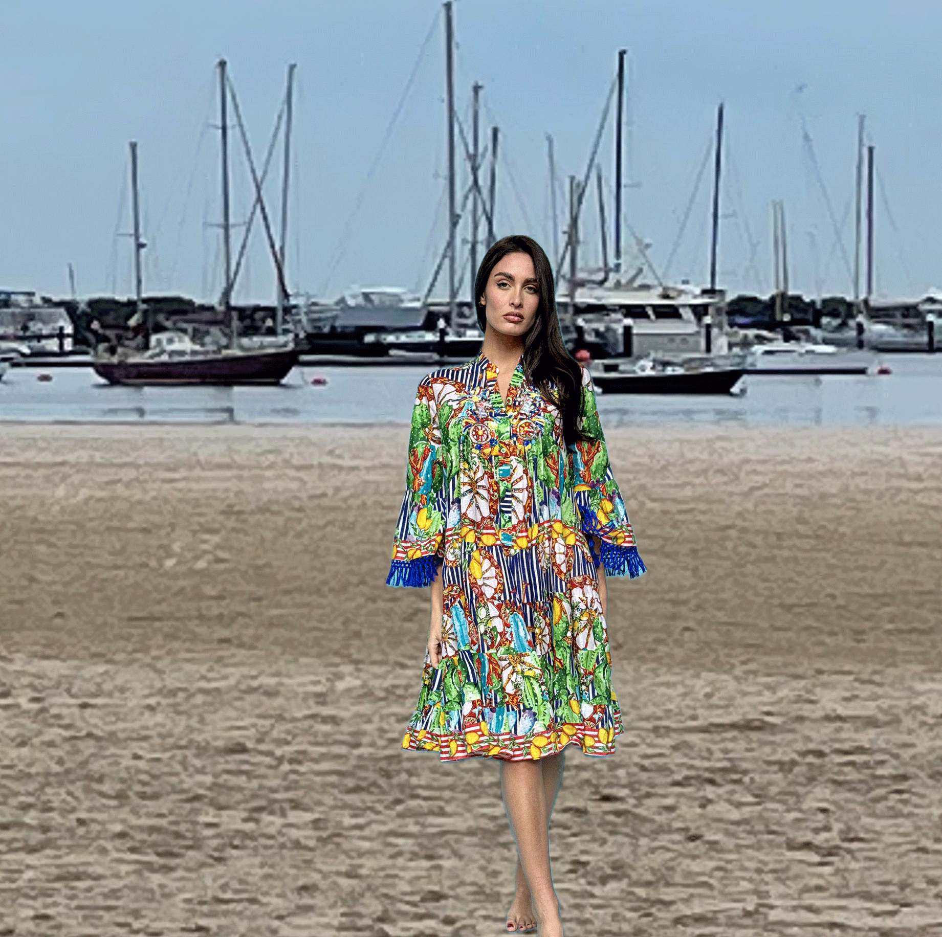 Short Cotton  Dress Round  Collar by Antica Sartoria Giacomo Cinque