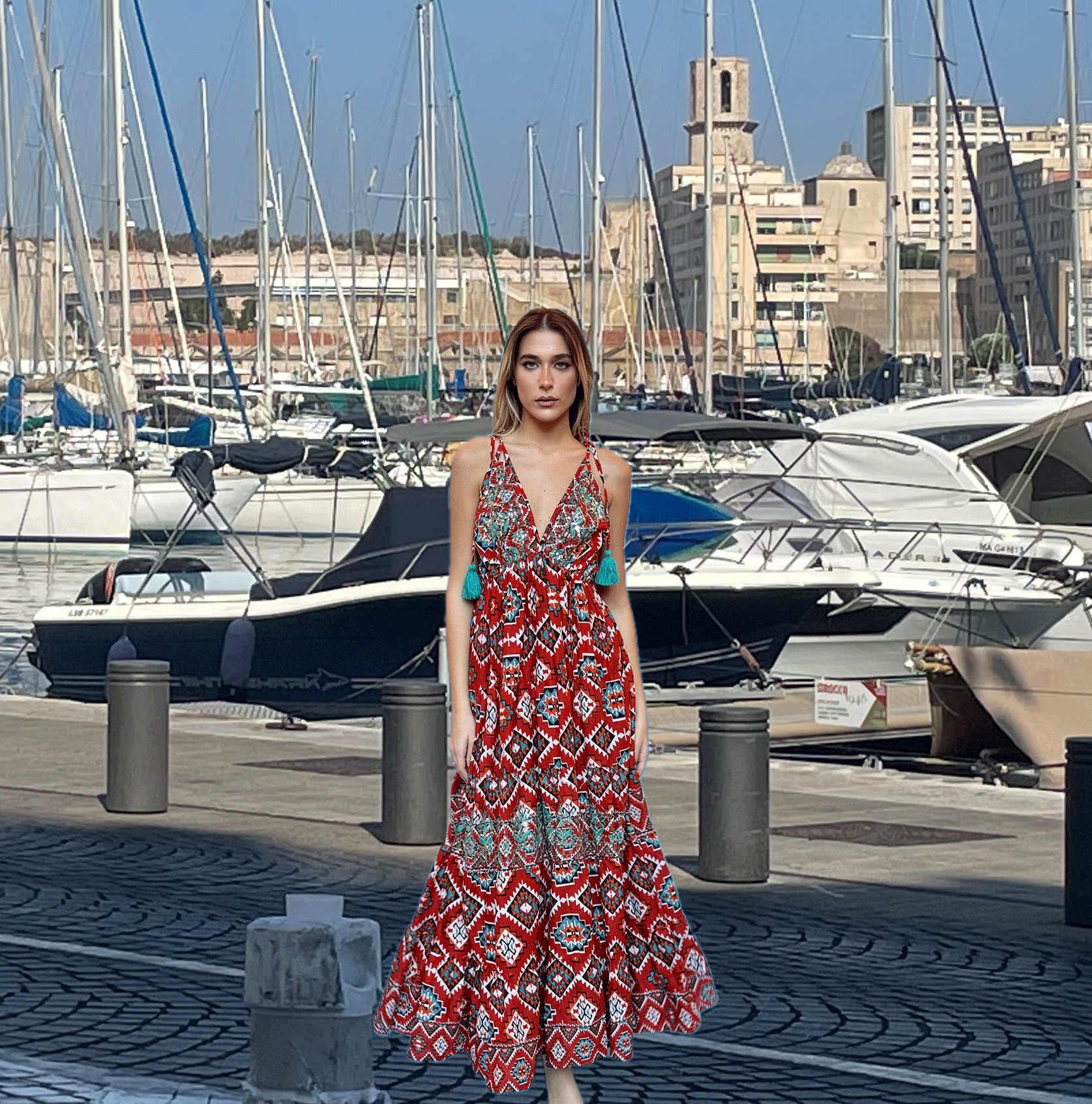 Long Red Dress with straps by Antica Sartoria Giacomo Cinque