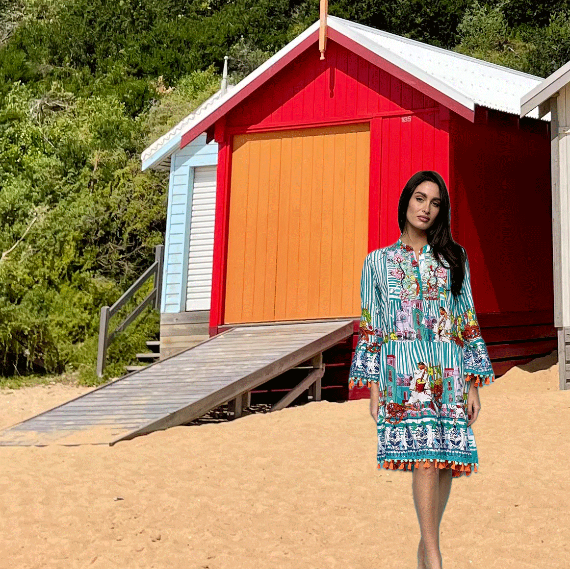 Short Viscose Dress Korean  Collar by Antica Sartoria Giacomo Cinque