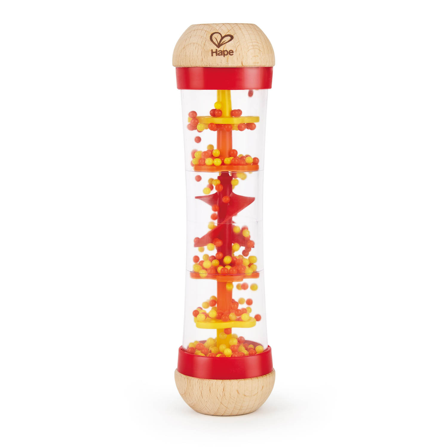 Hape Wooden Musical Shake & Rattle - Red (Raindrops Rainmaker) 0+