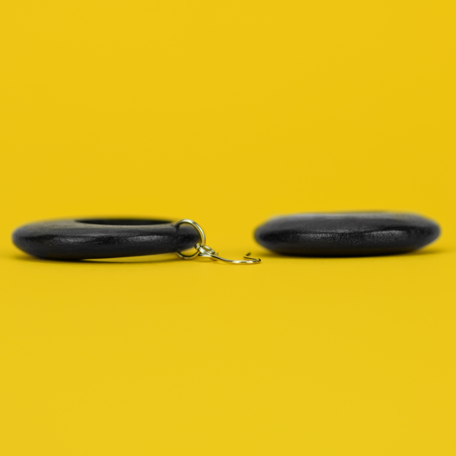Black Round Cut Out Wooden Earrings by Cool Coconut