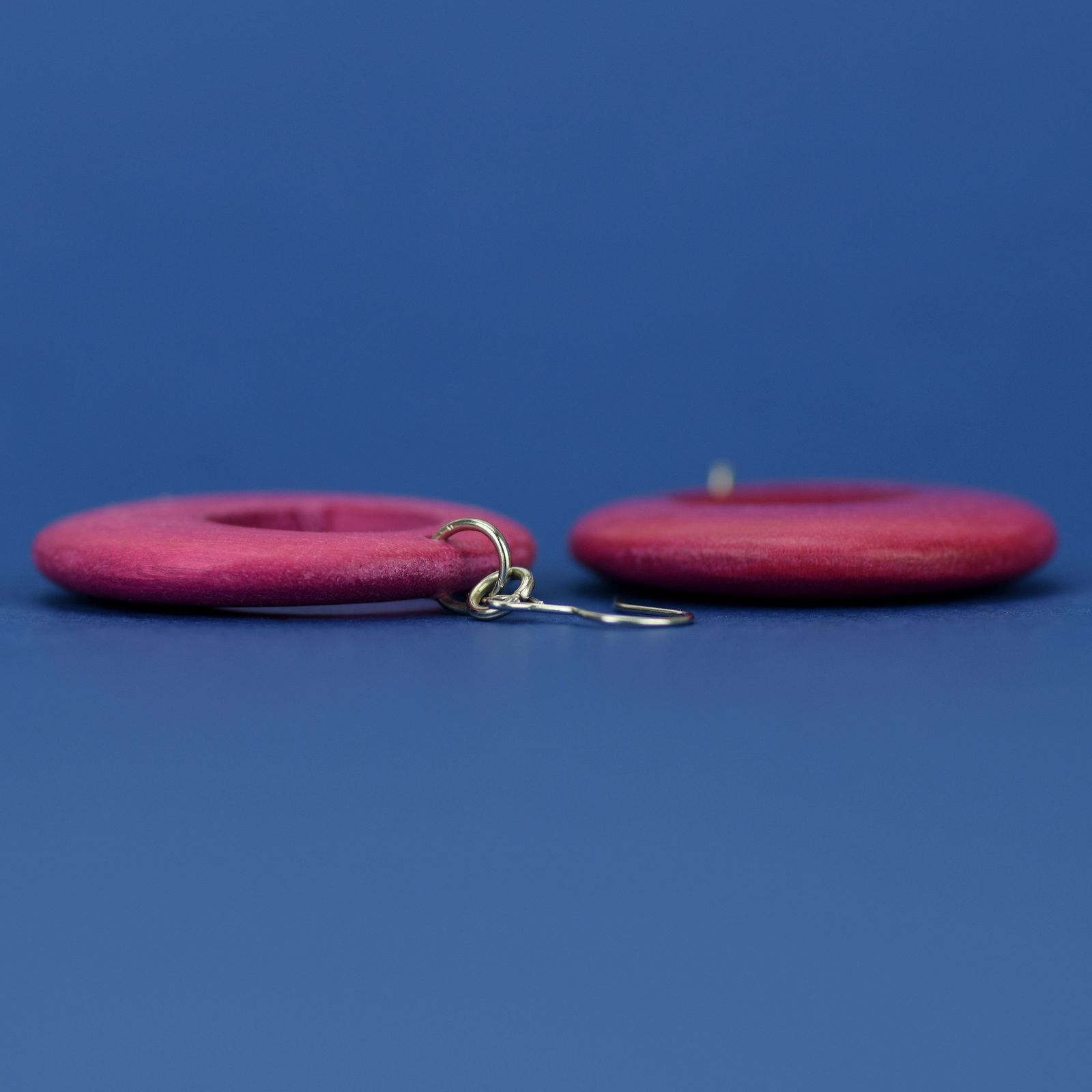 Fuchsia Round Cut Out Wooden Earrings by Cool Coconut