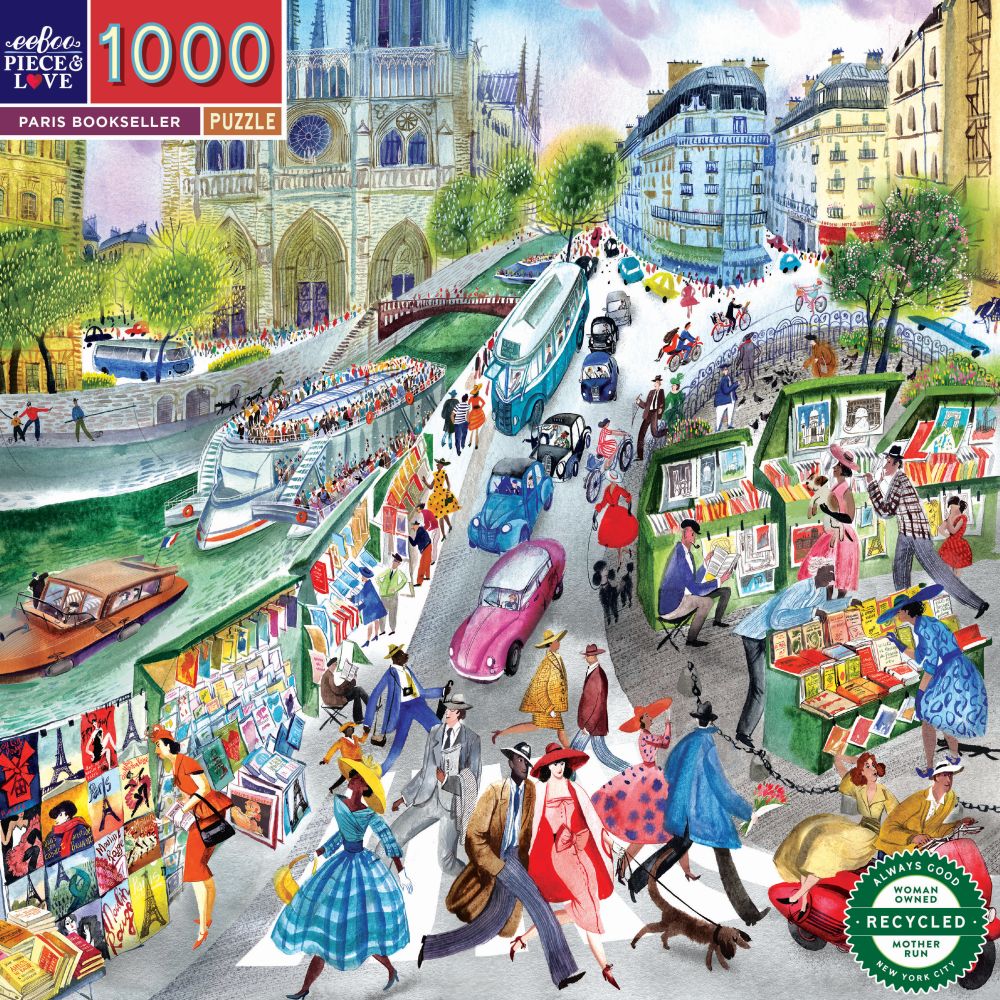 Paris Bookseller 1000 Piece Jigsaw Puzzle by eeBoo  Artist Maria Over