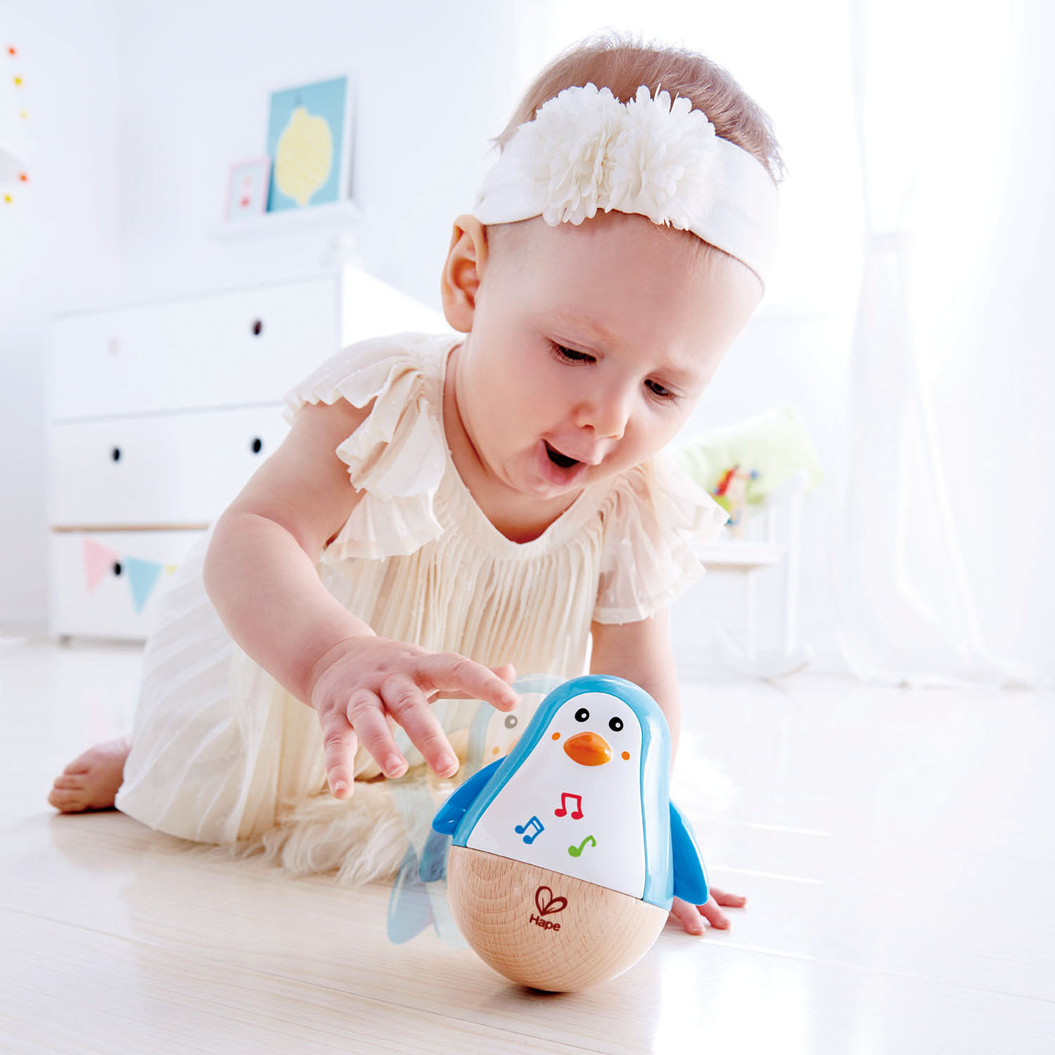 Hape Penguin Music Wobbler ~ 6+ mths