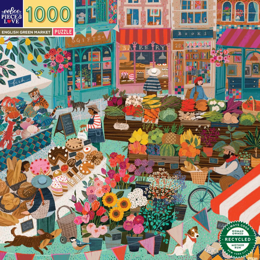 English Green Market 1000 Piece Jigsaw Puzzle by eeBoo Victoria Ball