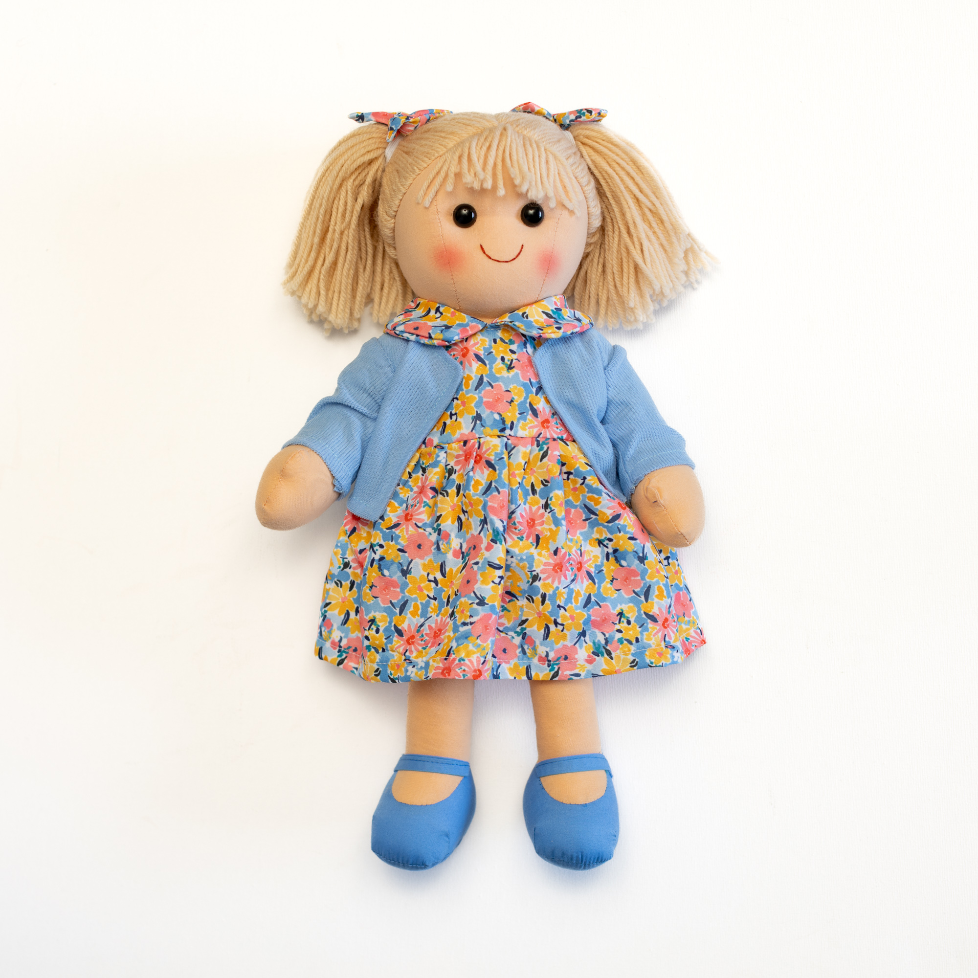 Doll ~ Harriet with floral dress and blue jacket ~ Hopscotch Collectibles