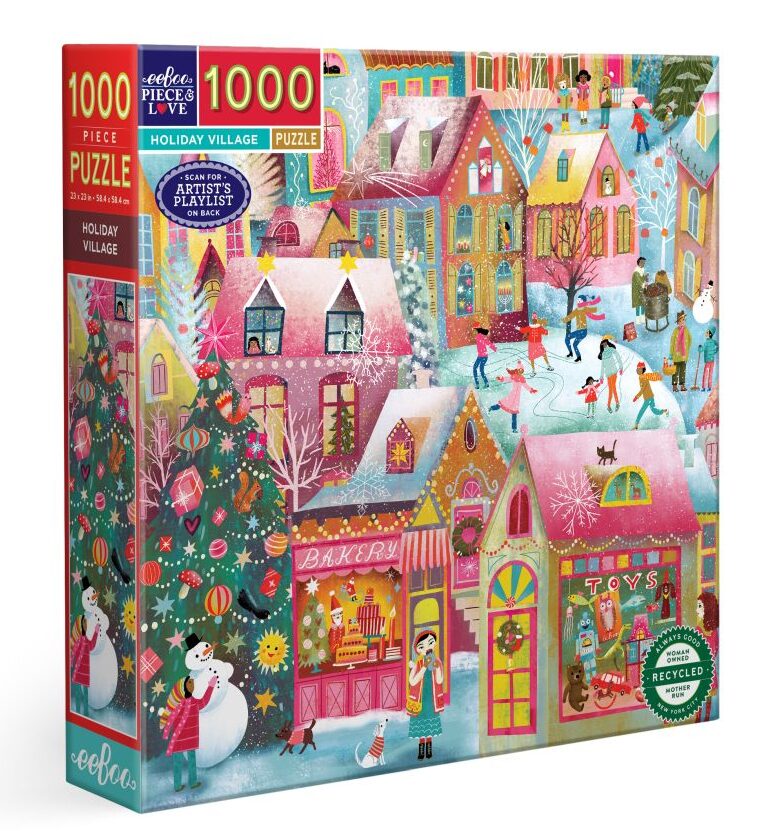 Holiday Village 1000 Piece Jigsaw Puzzle by eeboo ~ Artist Uta Krogmann
