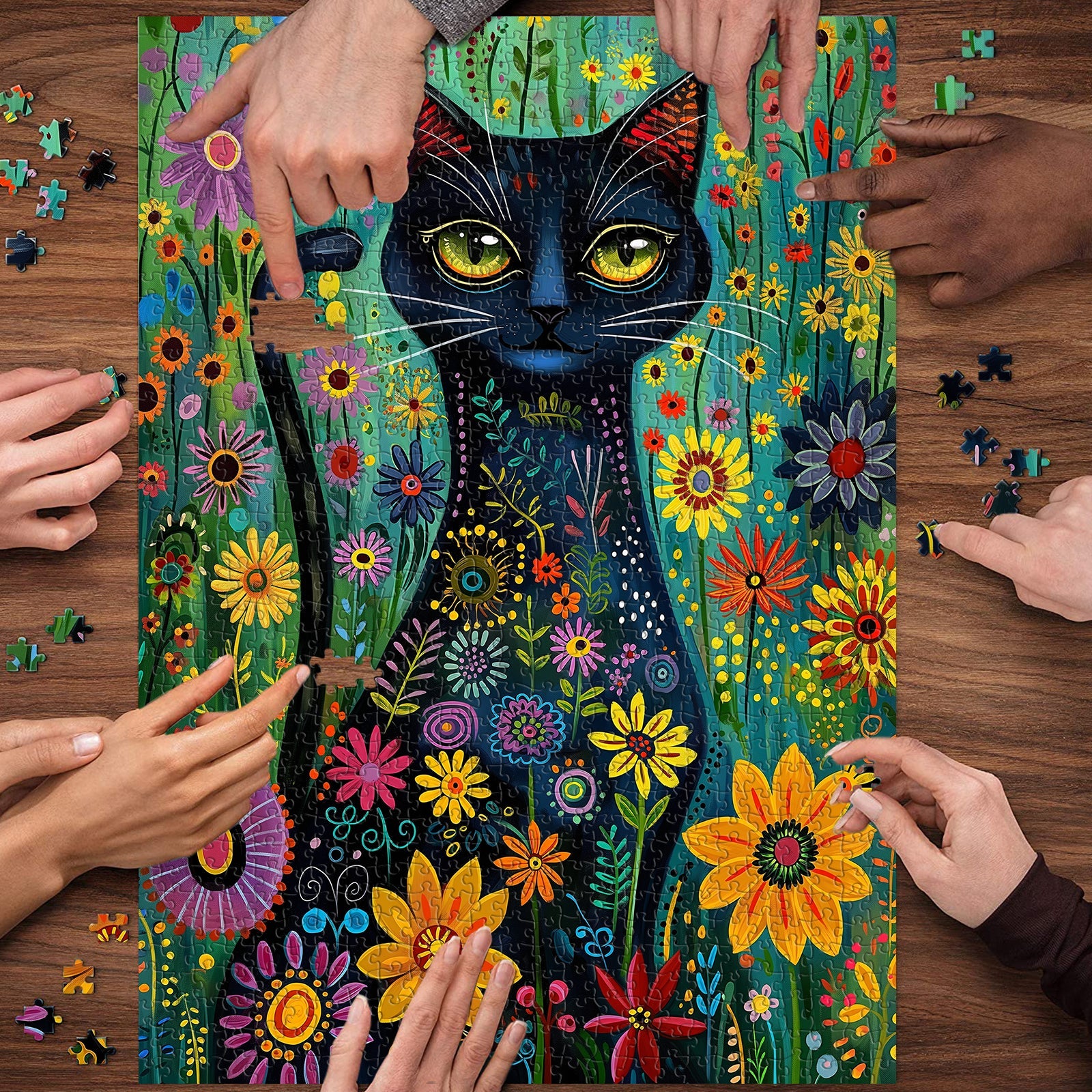 Mystic Floral Cat Jigsaw Puzzle 1000pc by Bboldin