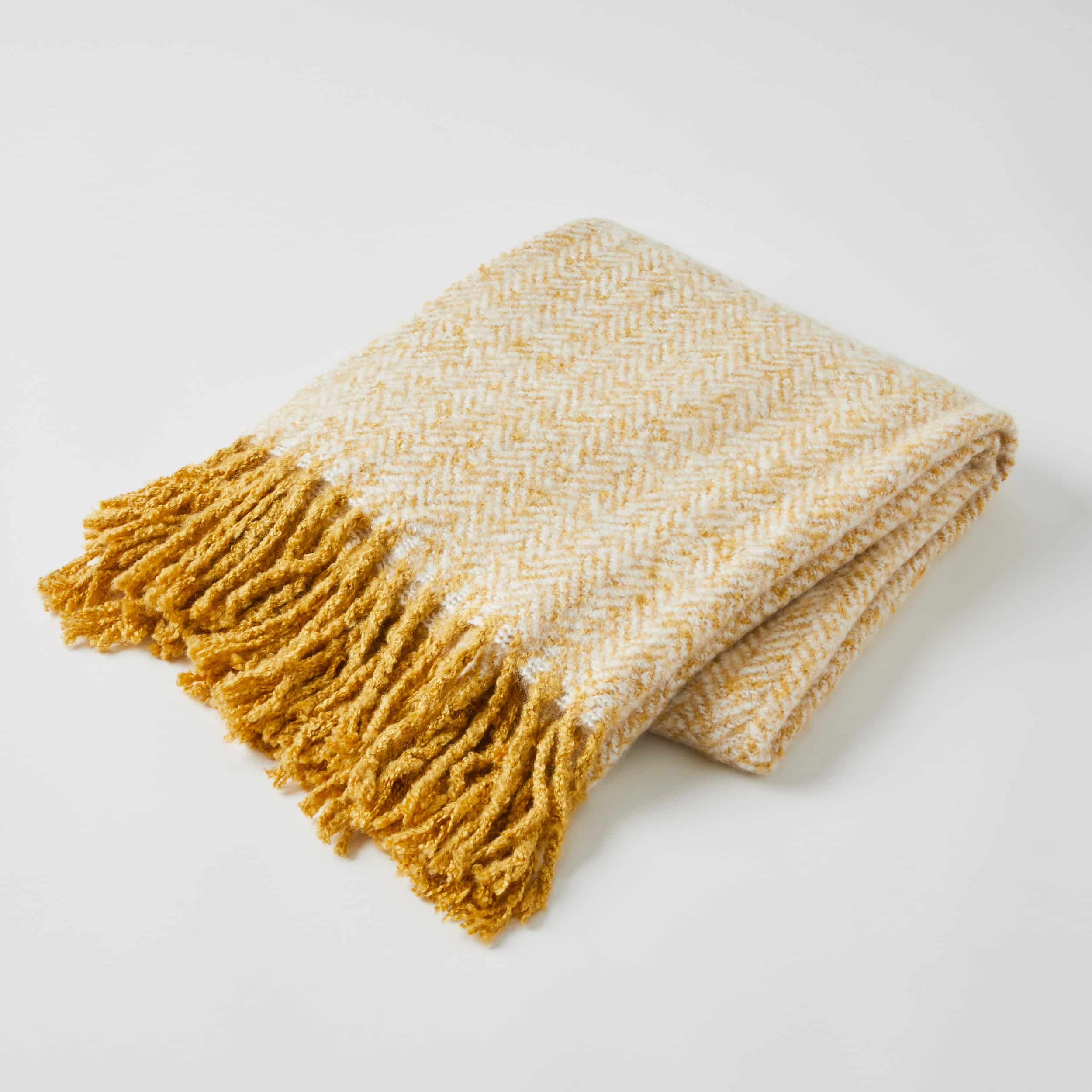Mustard Herringbone ~ Blanket Throw Rug by Pilbeam
