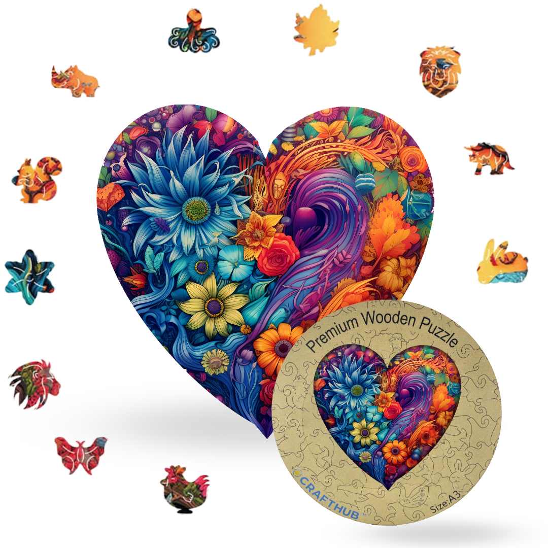 Proud Pride Heart - Wooden Jigsaw Puzzle with Whimsy pieces by CraftHub