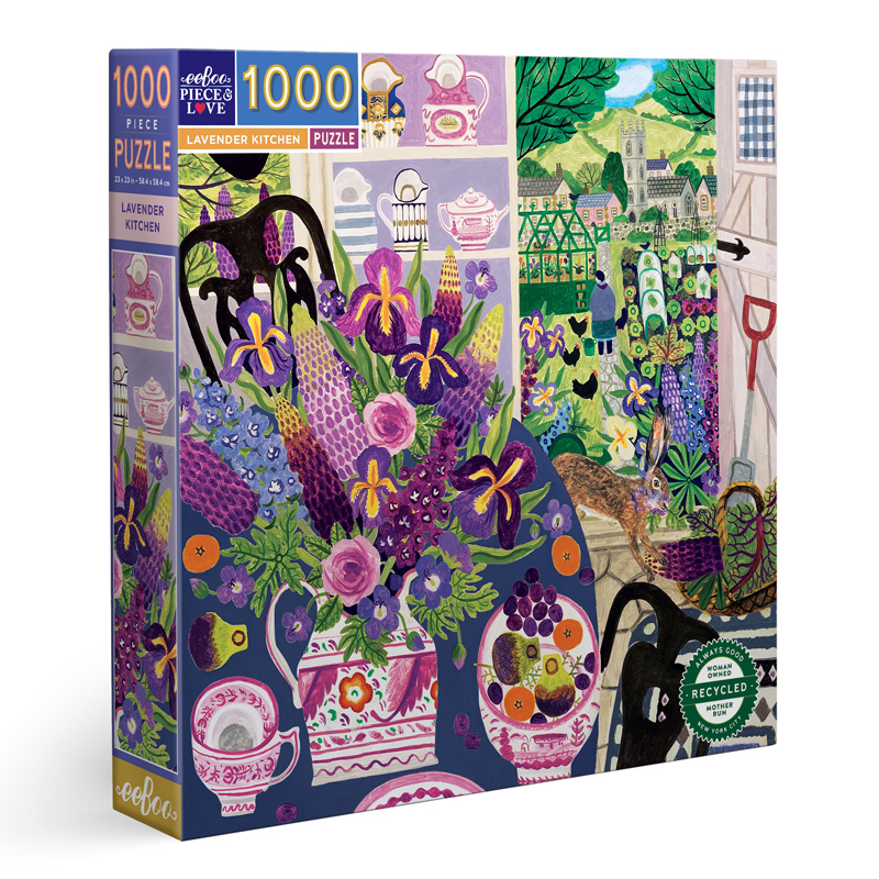 Lavender Kitchen 1000 Piece Jigsaw Puzzle by eeBoo Artist Vanessa Bowman