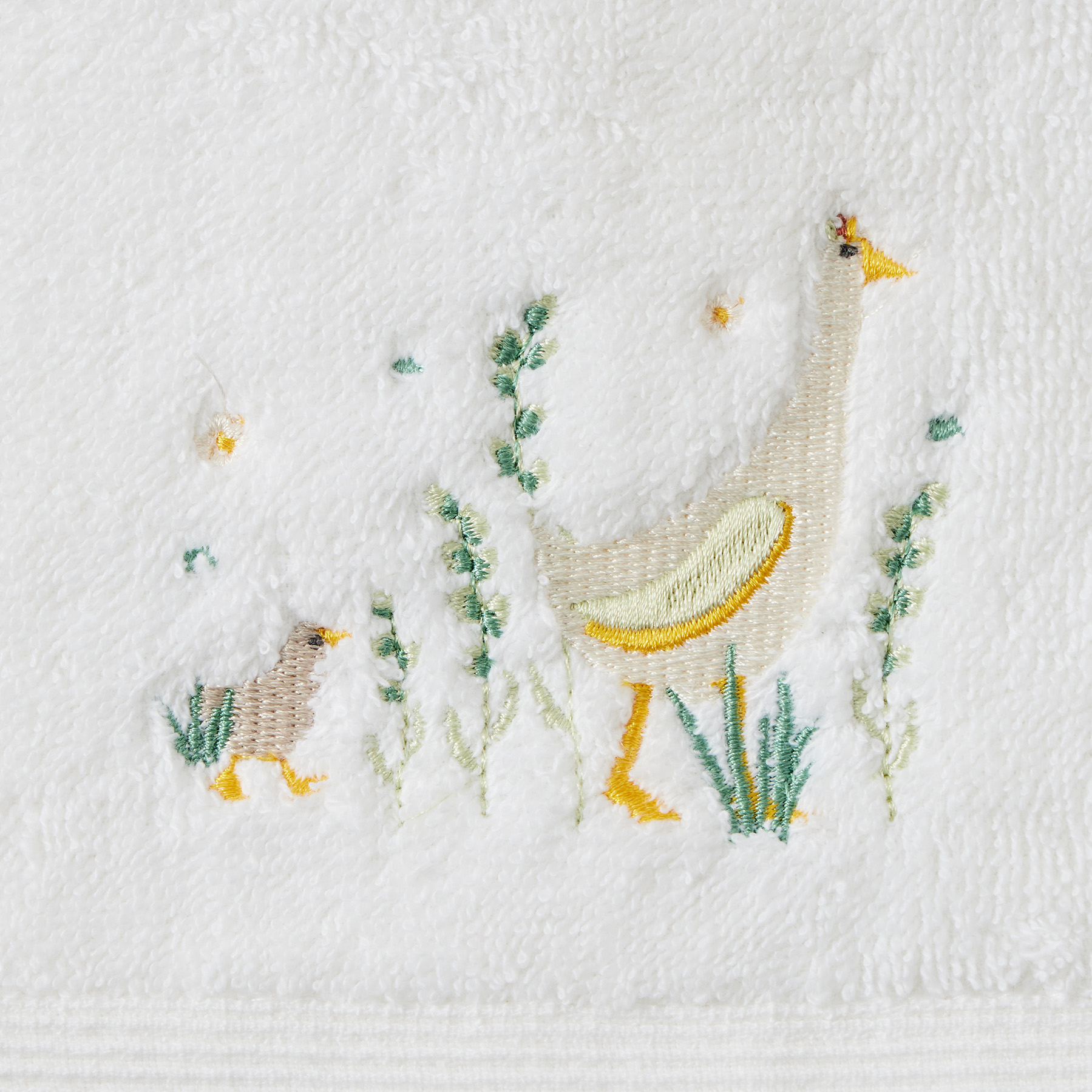 Paddling ducks  embroidered Baby Bath towel & washer in Organza Bag by Pilbeam