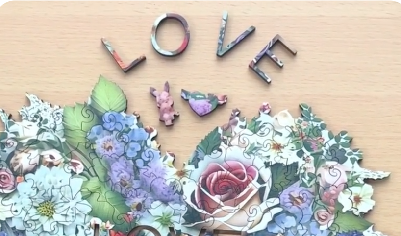 Blooming Heart - Wooden Jigsaw Puzzle with Whimsy pieces by CraftHub