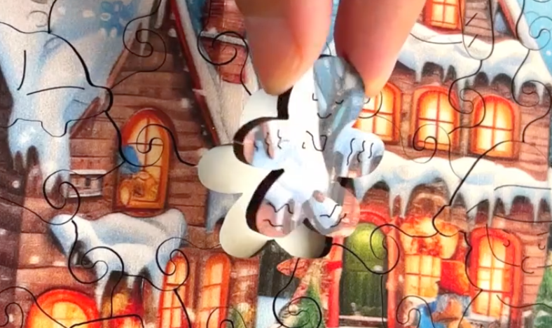 Snowman - Wooden Jigsaw Puzzle with Whimsy pieces by CraftHub