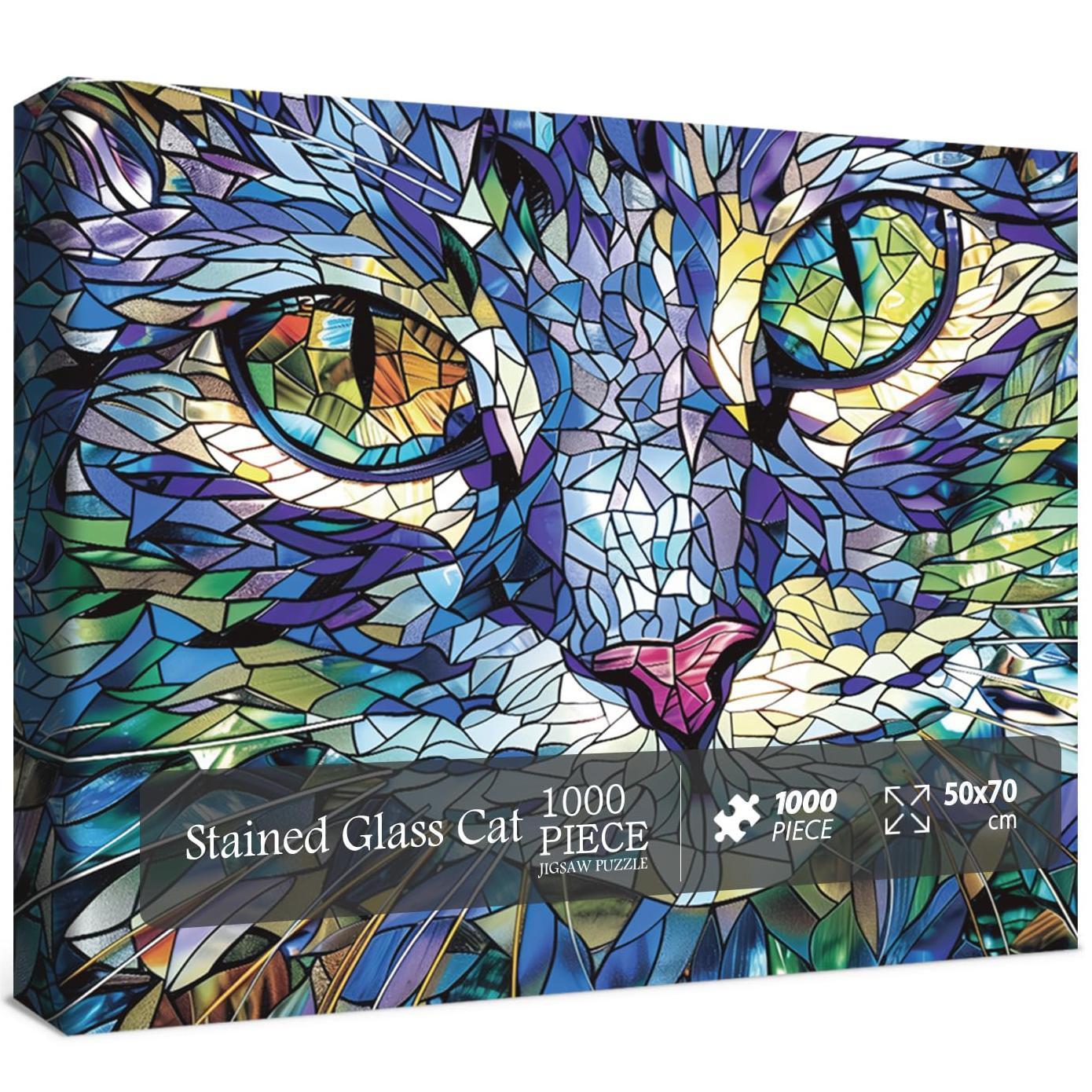 Stained Glass Cat Jigsaw Puzzle 1000pc by BBoldin