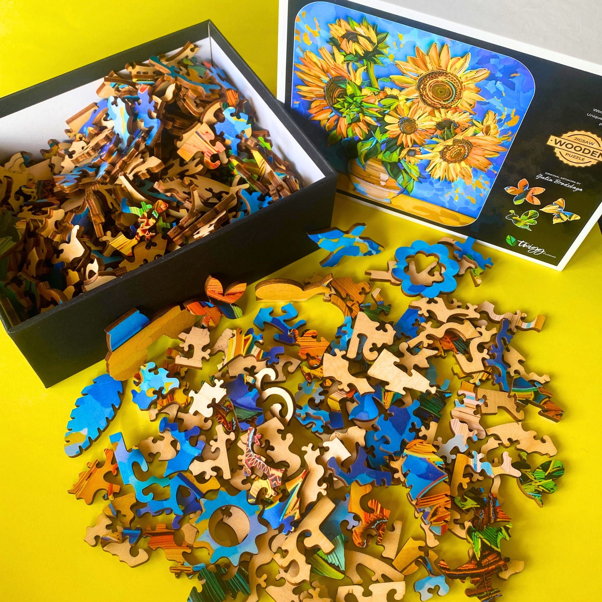 Wooden 410pc Jigsaw Puzzle - Sunflowers by Twigg Yulia Brodskaya