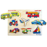 Wooden Transport Shape Knob Puzzle by Fun factory 2+