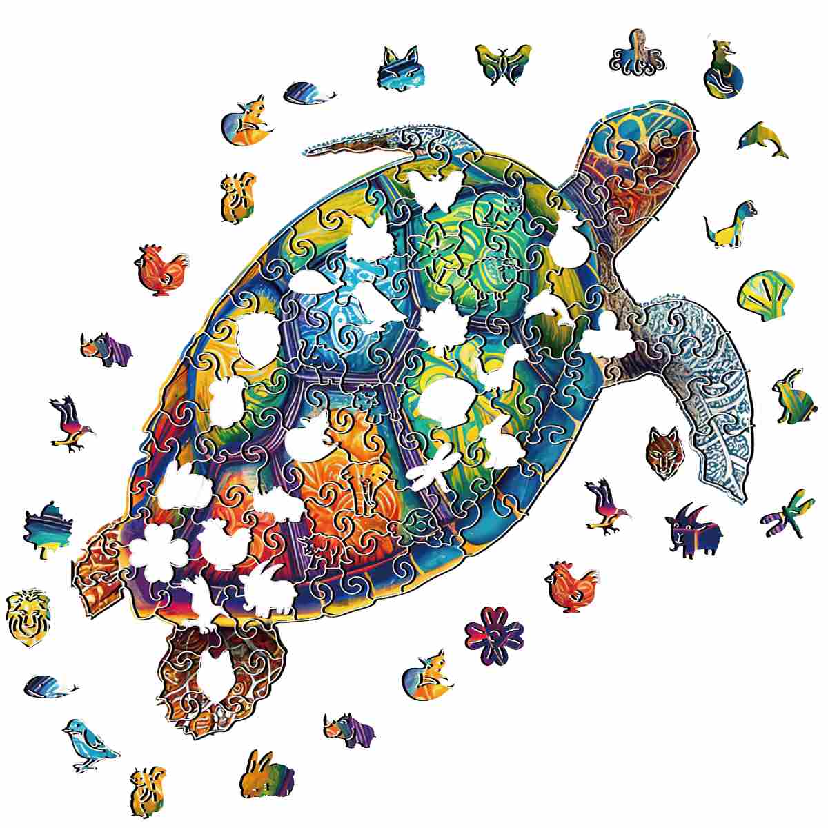 Turtle - Wooden Jigsaw Puzzle with Whimsy pieces by CraftHub