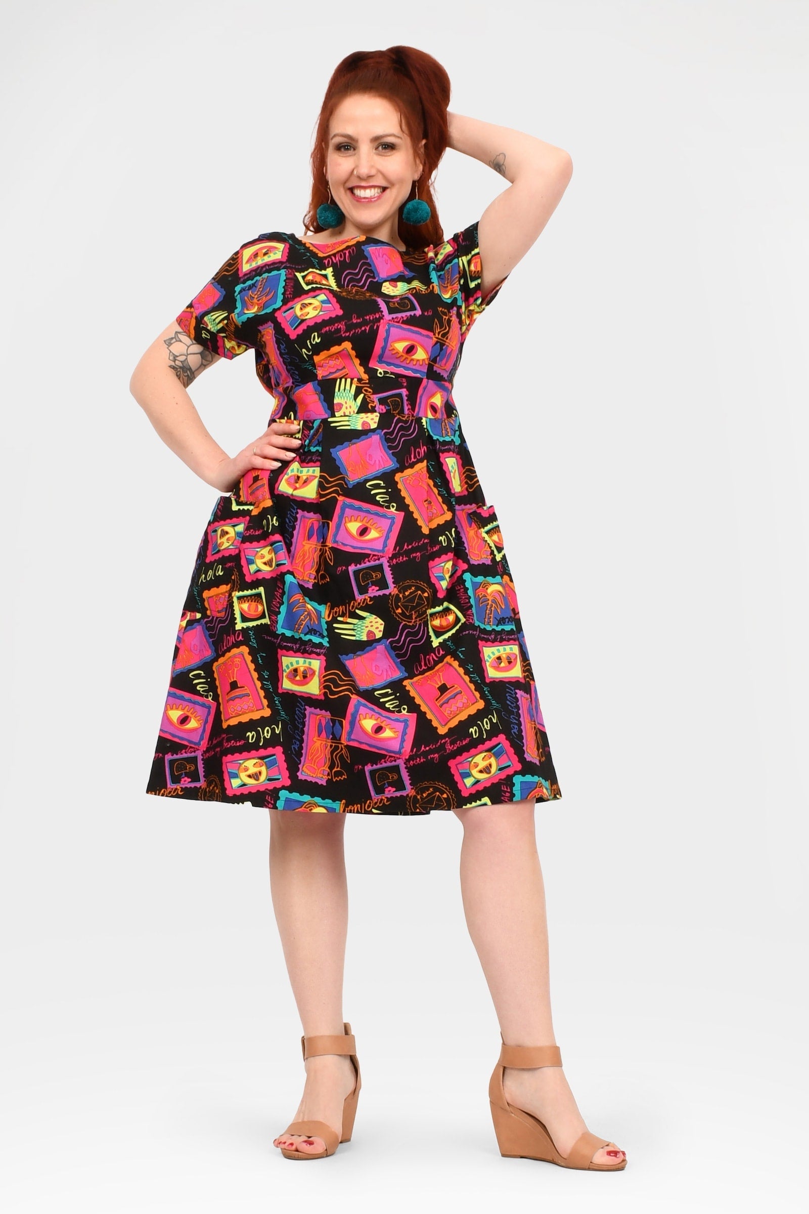 Sophie Dress Wish You Were Here Rainbow Cotton