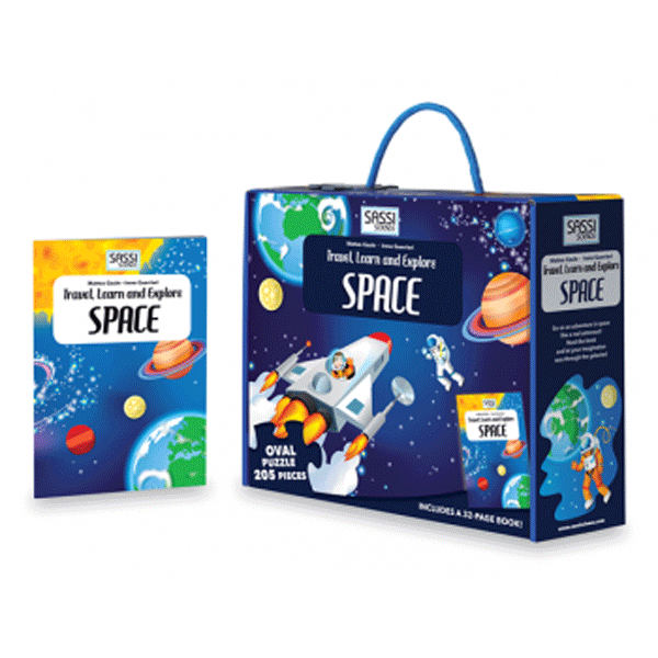 Space Sassi Travel, Learn and Explore - Puzzle and Book Set - 205 pcs 6+